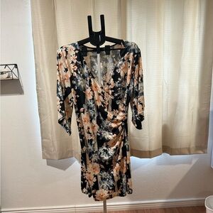 J.B.S. Floral Mini Dress - Black and Cream